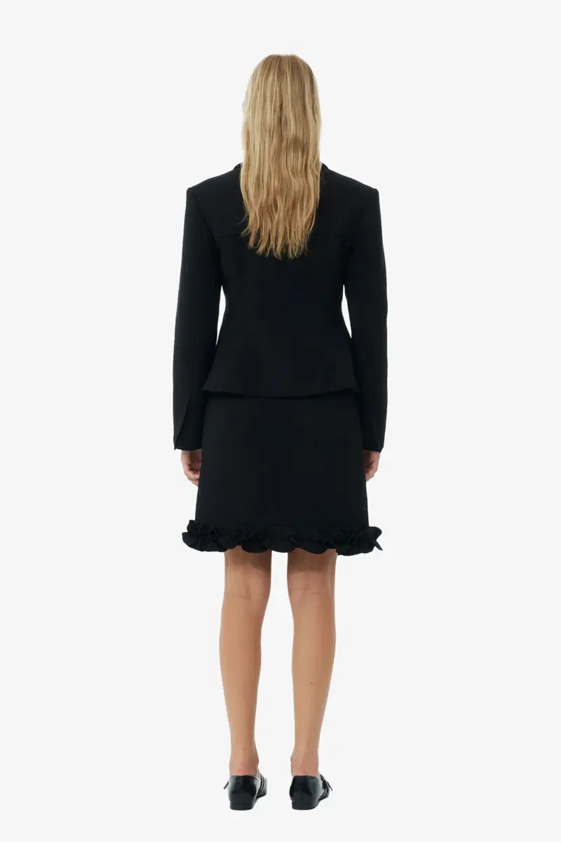 Black Bonded Crepe Fitted Blazer