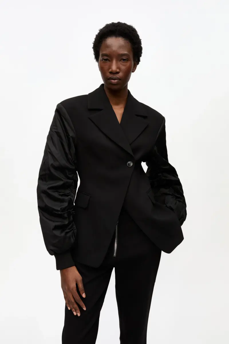 Black Bonded Crepe Mix Jacket