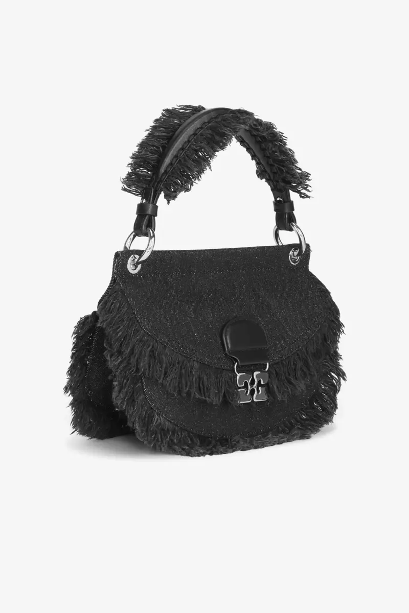 Black Denim Mini Top Handle Apo-G Bag