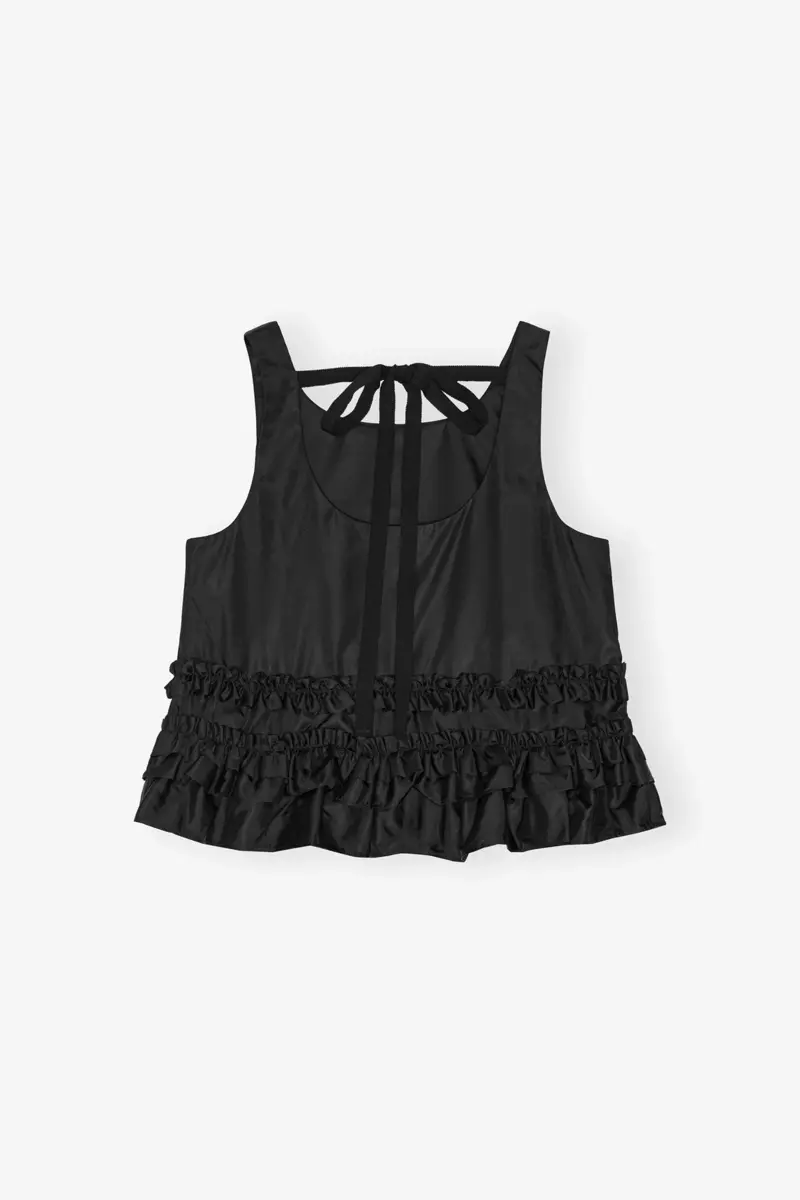 Black Duchesse Nylon Frill Top