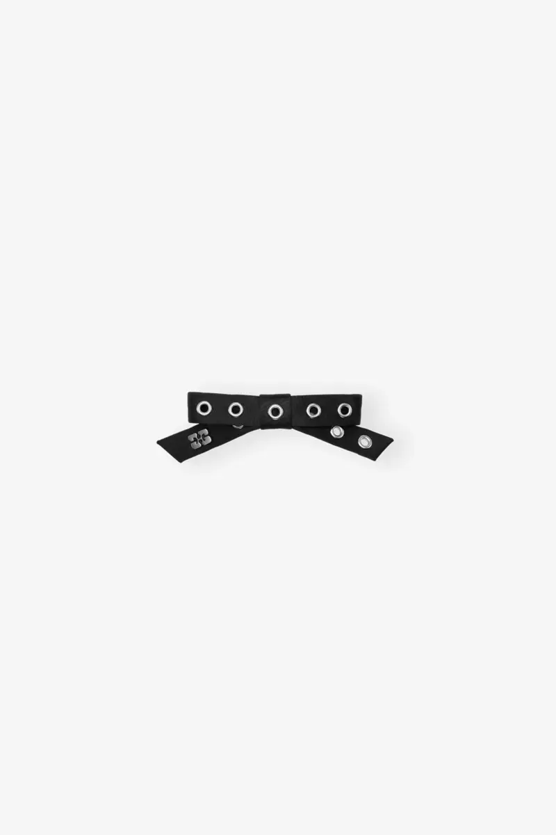 Black Eyelet Bow Barrette
