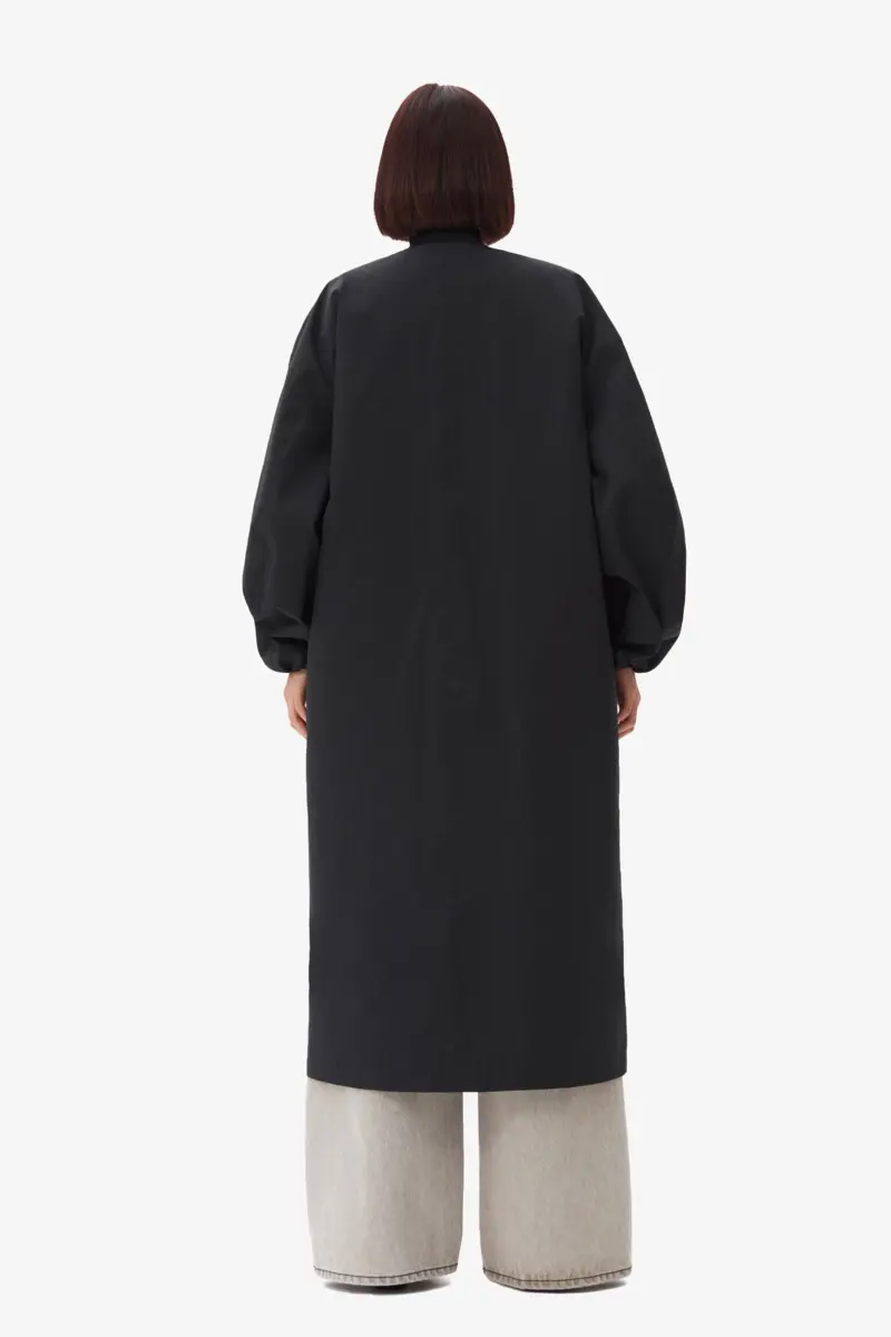 Black Tech Seersucker Oversized Shell Coat Black Tech Seersucker Oversized Shell Coat