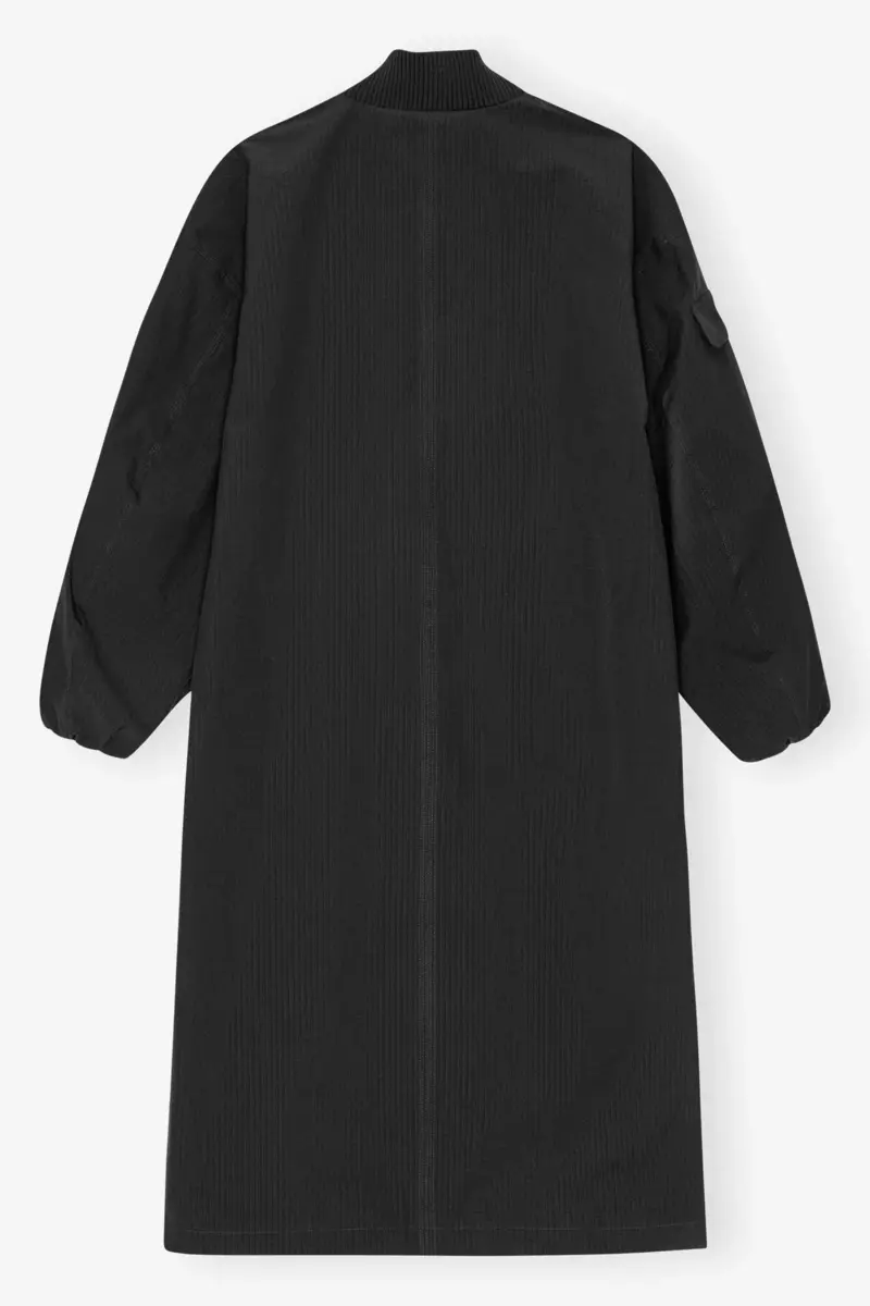 Black Tech Seersucker Oversized Shell Coat Black Tech Seersucker Oversized Shell Coat