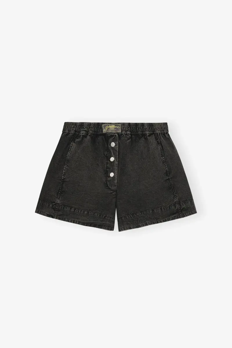 Black Washed Cotton Shorts