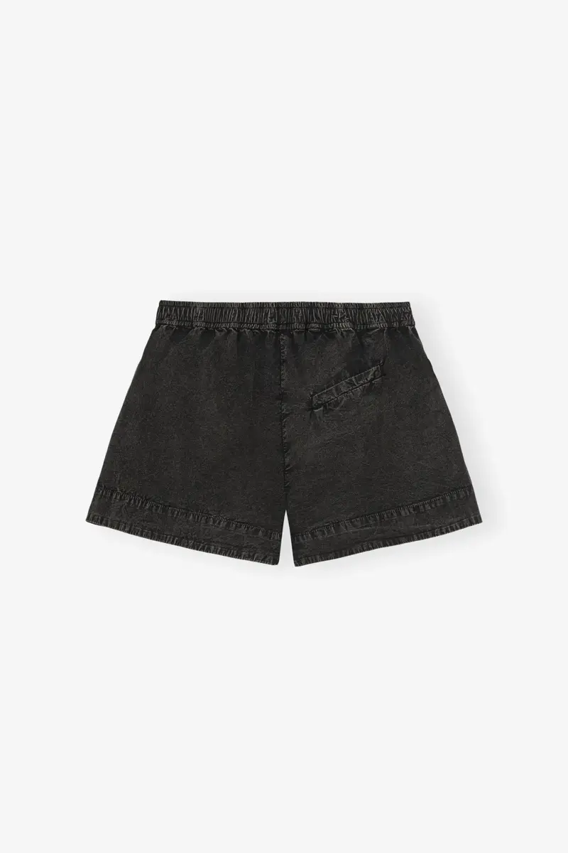 Black Washed Cotton Shorts