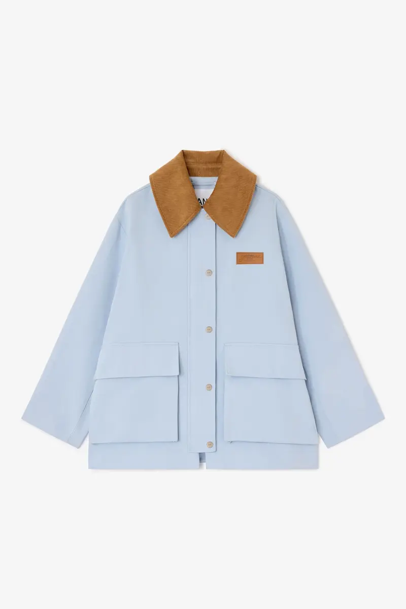 Blue Twill Midi Jacket