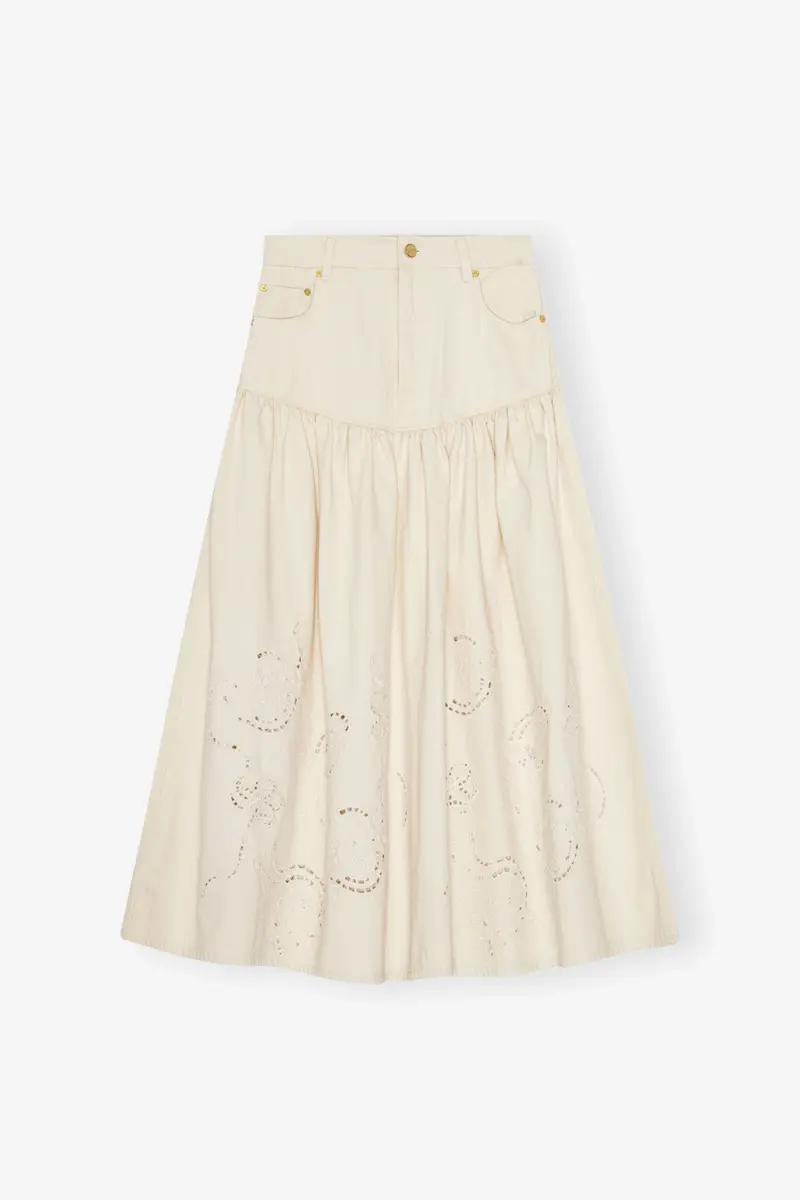 Broderie Anglaise Denim Skirt