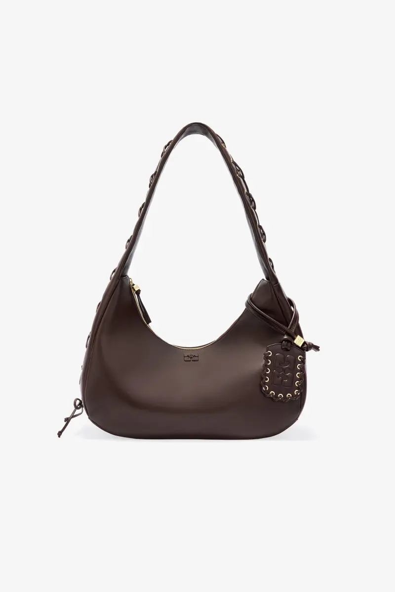 Brown Medium Laces Hobo Bag