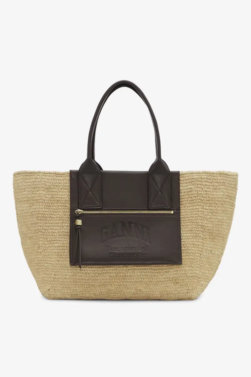 Brown Medium Raffia Tote