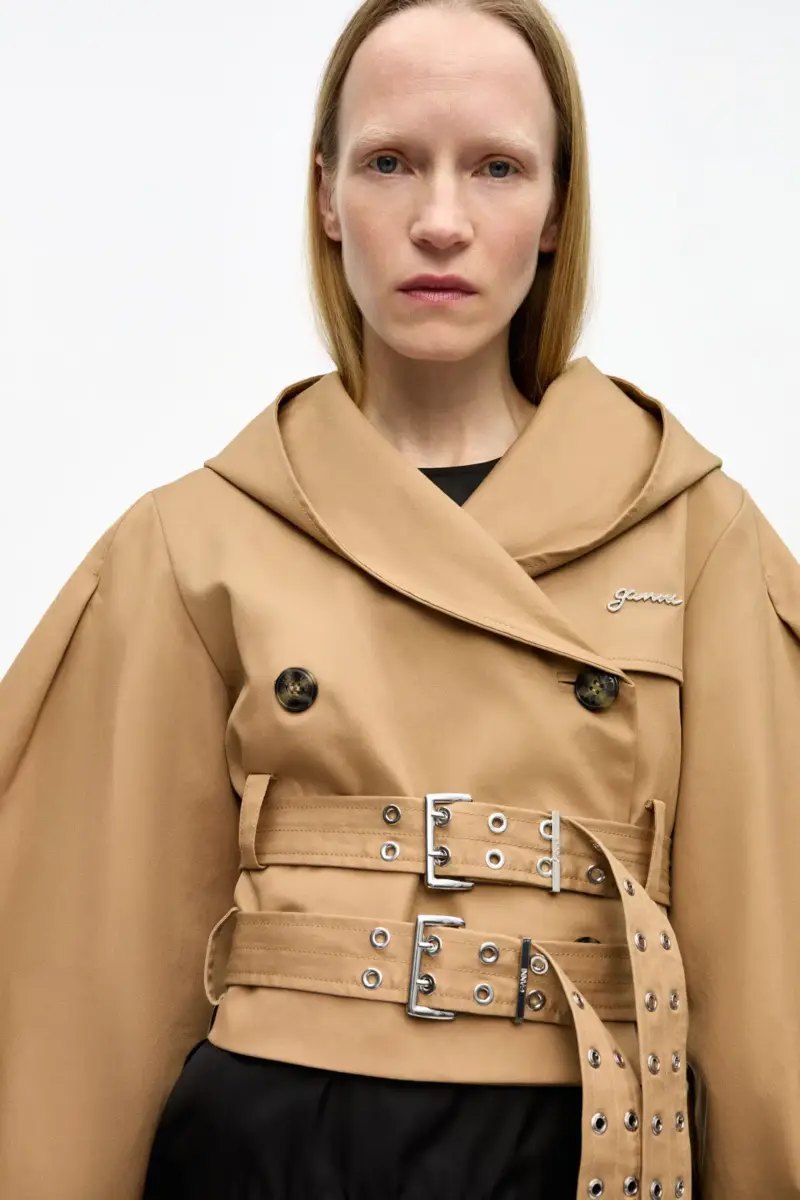 Camel Bonded Cotton Short Trench Jacket Camel Bonded Cotton Short Trench Jacket