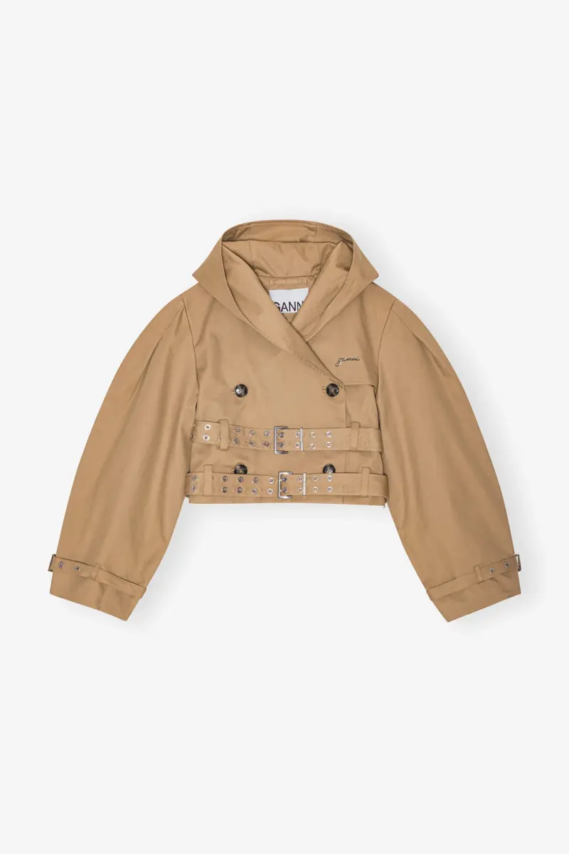 Camel Bonded Cotton Short Trench Jacket Camel Bonded Cotton Short Trench Jacket