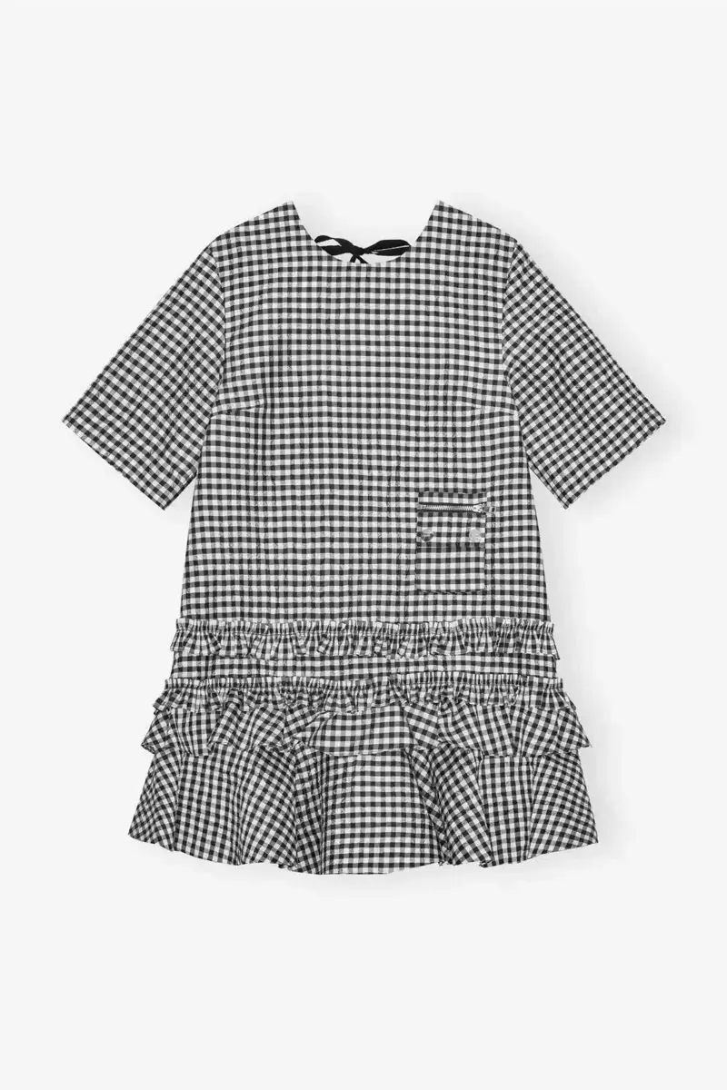 Crinkled Check Mini Dress Crinkled Check Mini Dress