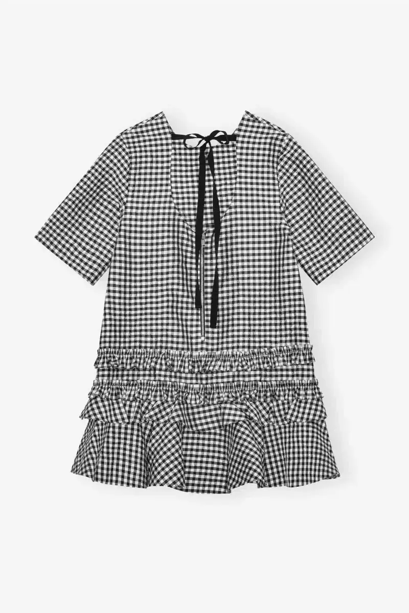 Crinkled Check Mini Dress Crinkled Check Mini Dress