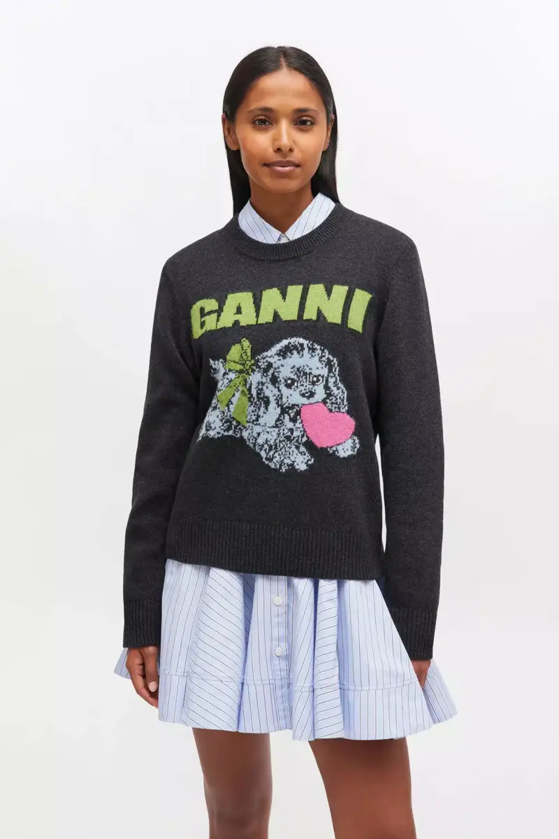 Dark Grey Puppy Wool Jumper