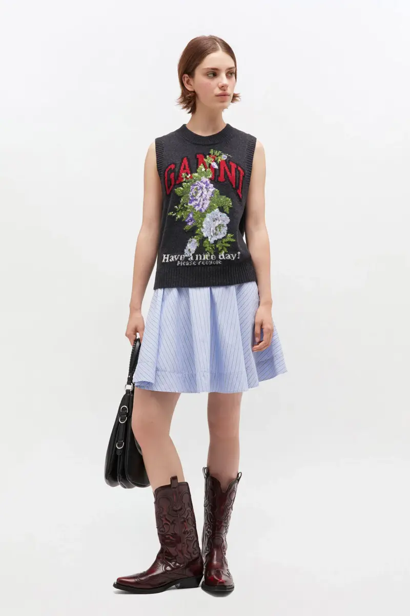 Dark Grey Rose Wool Vest