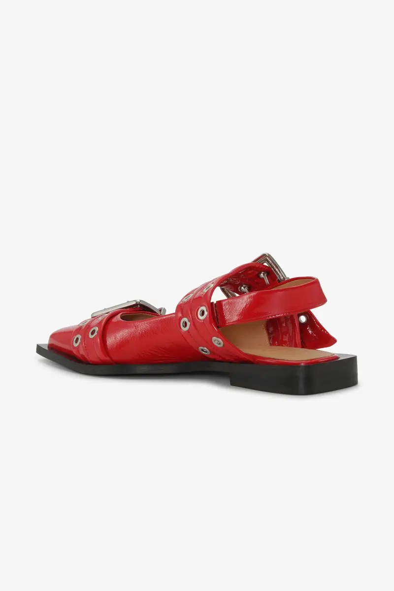 Feminine Buckle Ballerinas in Red