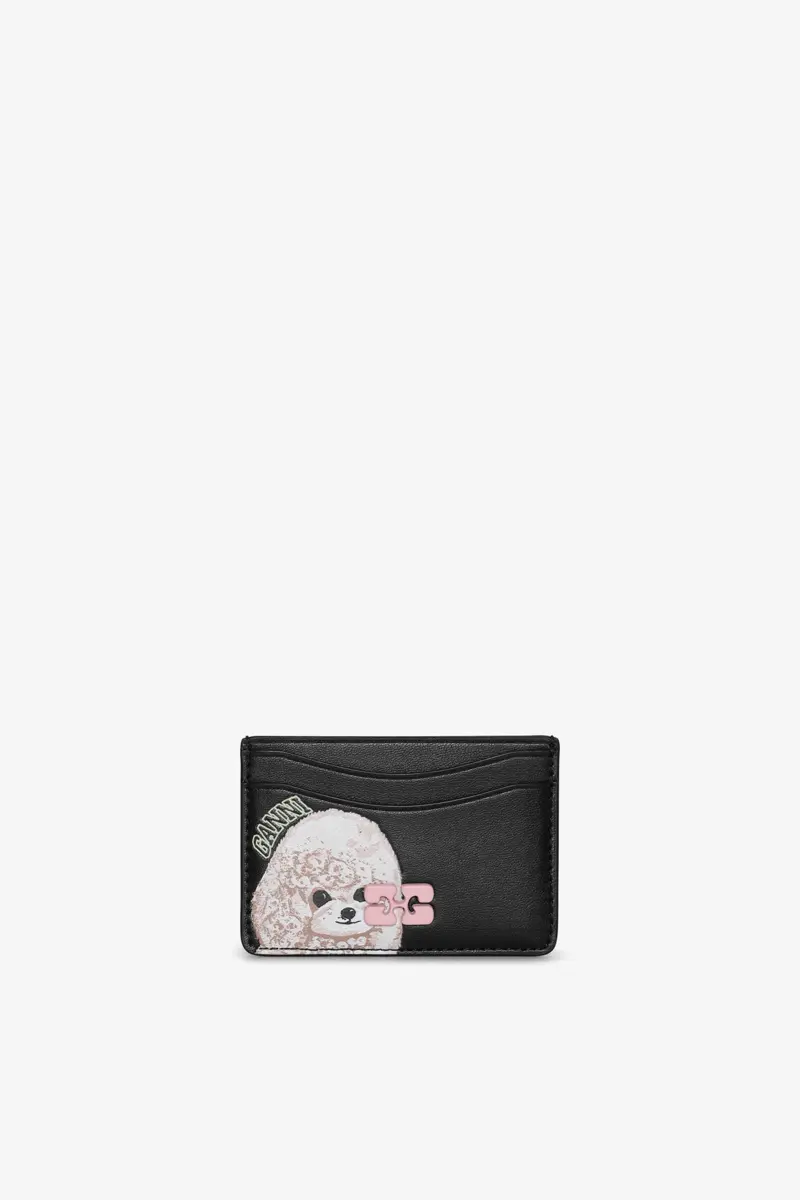 GANNI Bou Card Holder in Black with Animals