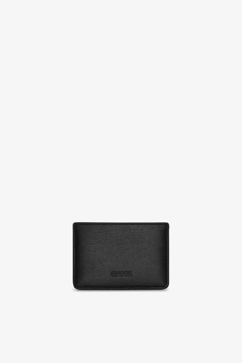GANNI Bou Card Holder in Black with Animals