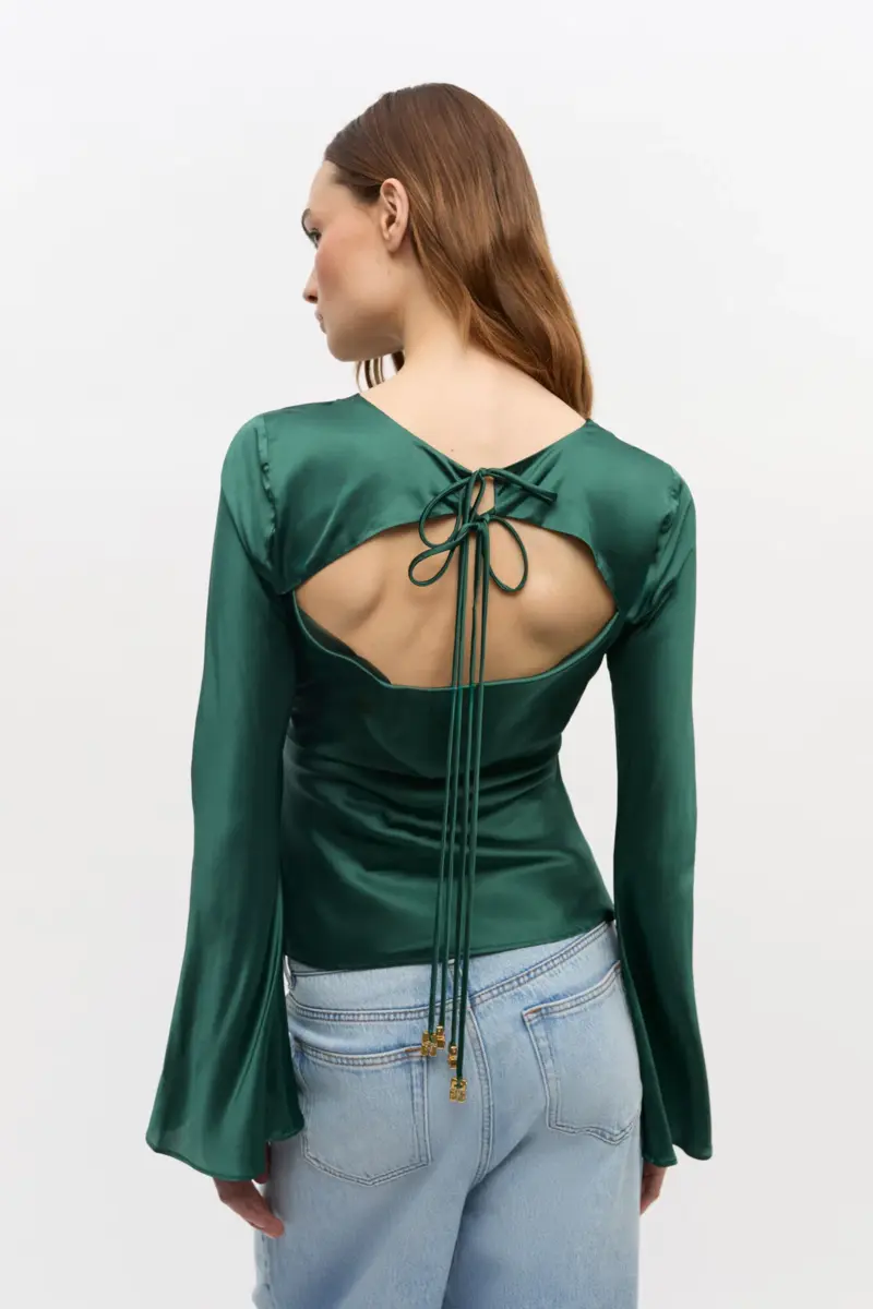 Green Satin Blouse