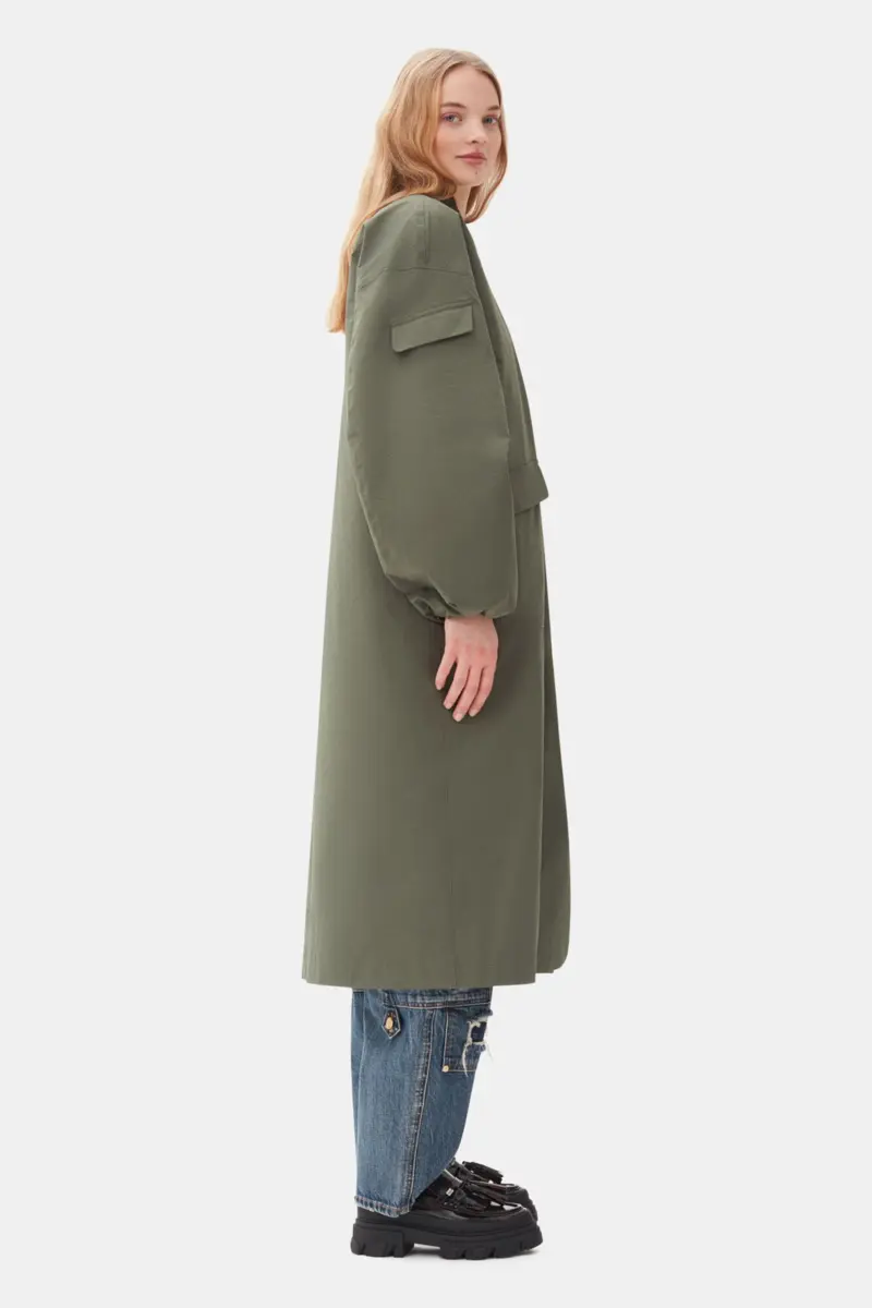 Green Tech Seersucker Oversized Shell Coat Green Tech Seersucker Oversized Shell Coat