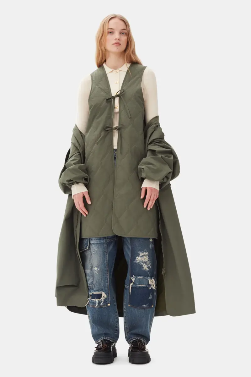 Green Tech Seersucker Oversized Shell Coat Green Tech Seersucker Oversized Shell Coat