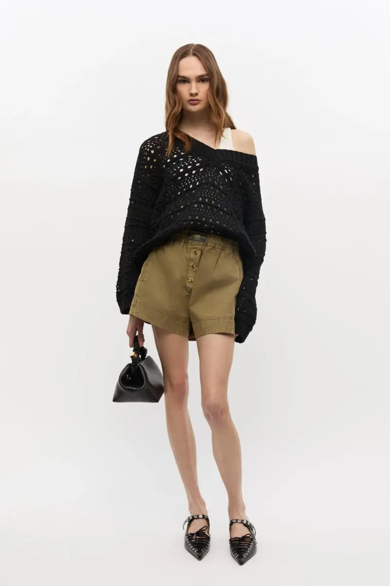 Green Washed Cotton Shorts Green Washed Cotton Shorts