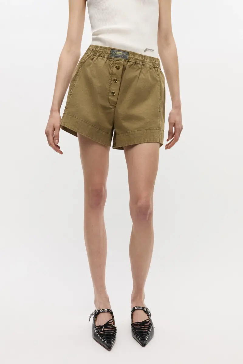 Green Washed Cotton Shorts Green Washed Cotton Shorts