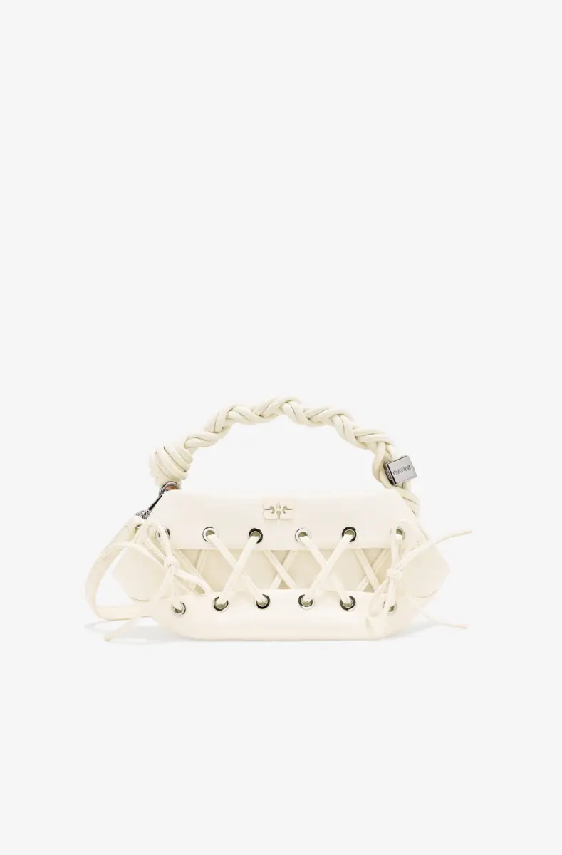 Ivory Mini GANNI Lace-Up Bou Bag