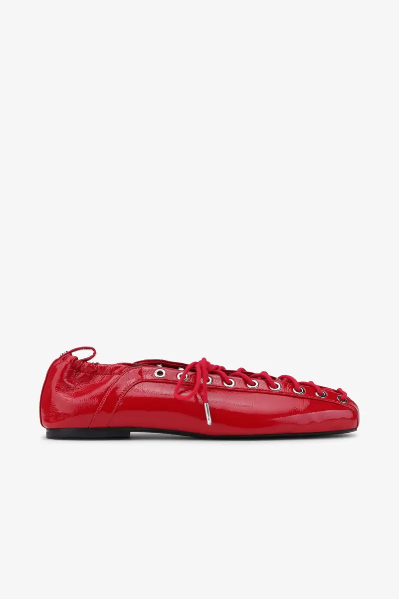 Lace-Up Ballerinas in Red