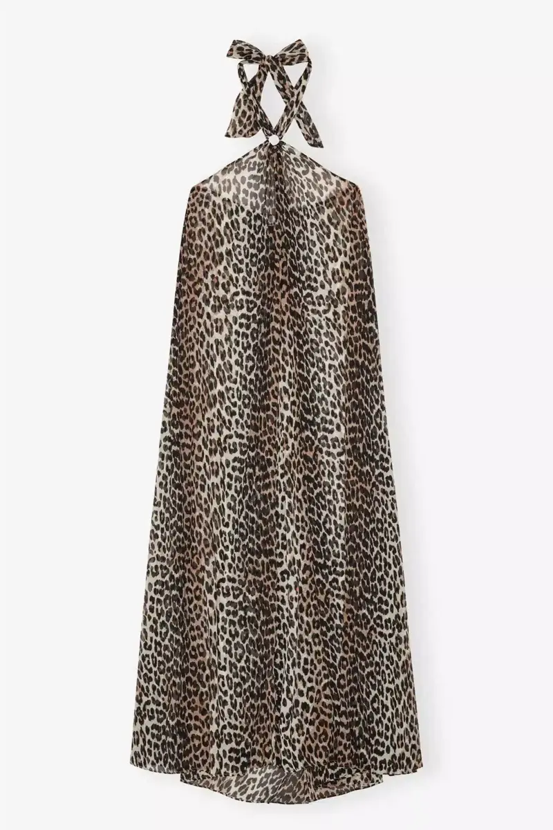 Leopard Chiffon Halterneck Dress