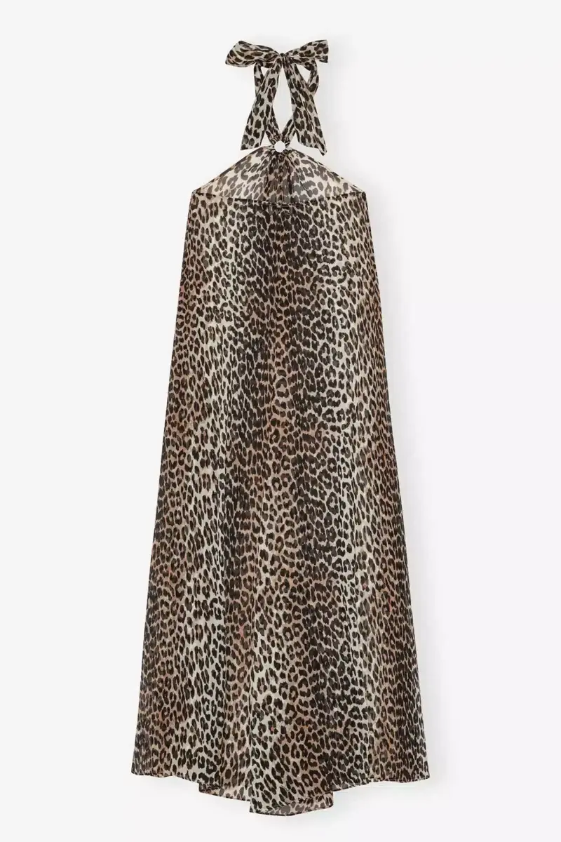 Leopard Chiffon Halterneck Dress