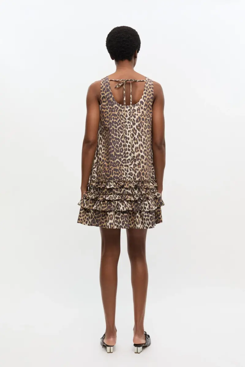 Leopard Cotton Poplin Mini Dress