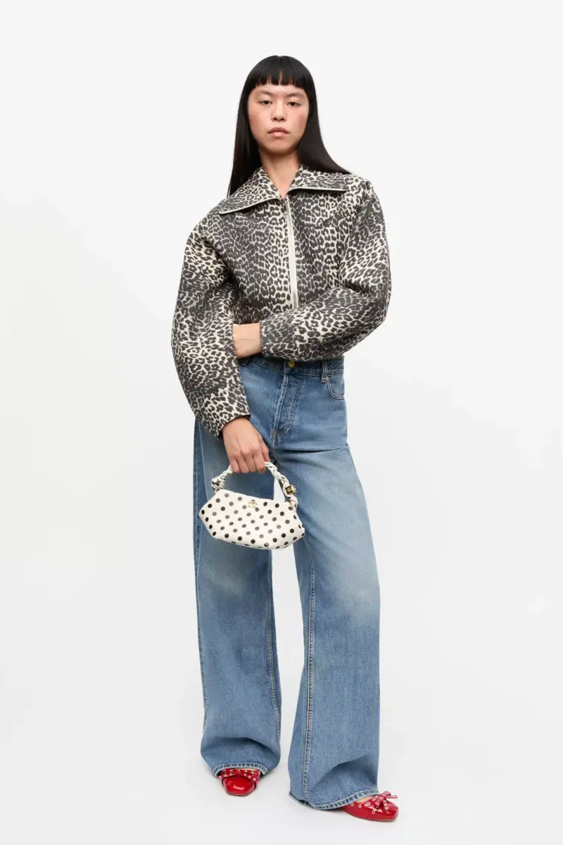 Leopard Curve Sleeve Short Jacket