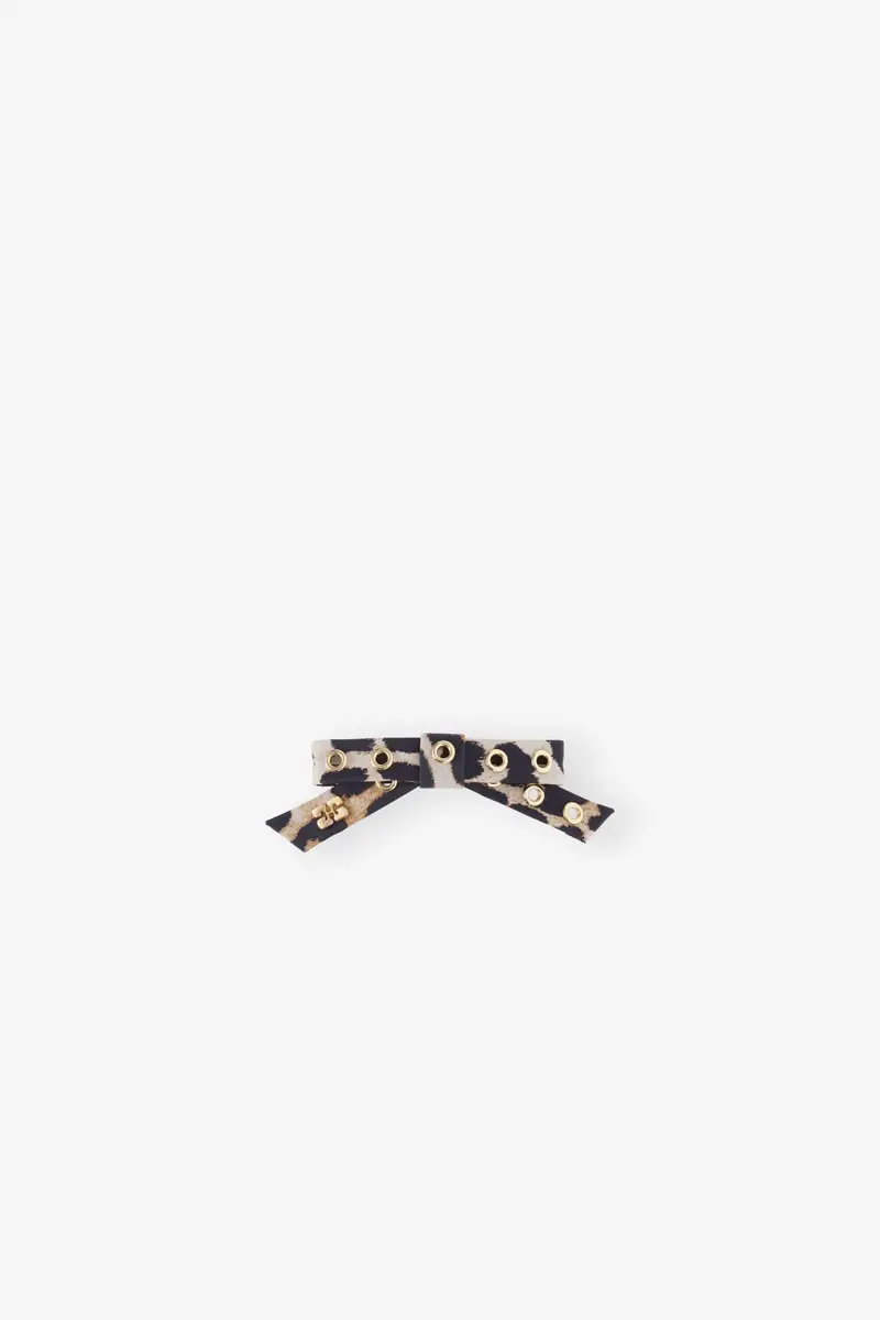 Leopard Eyelet Bow Barrette