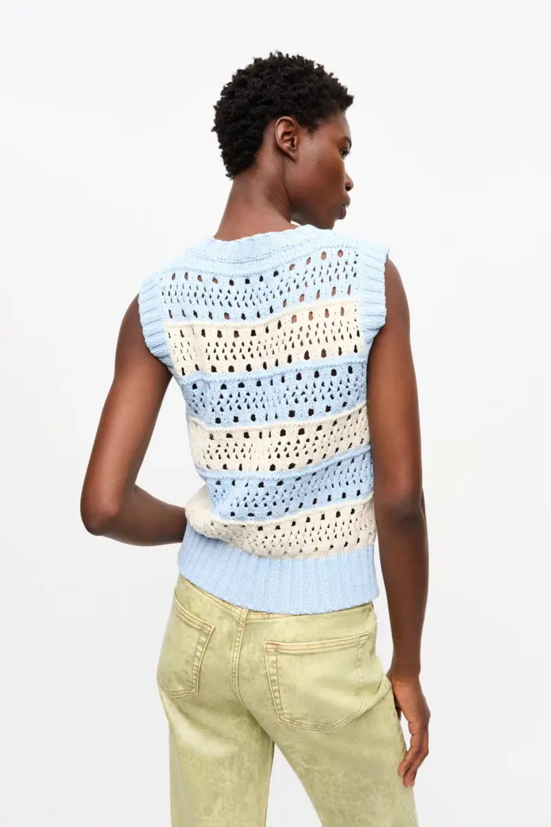 Light Blue Striped Vest