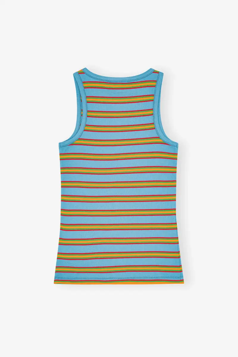 Multicolour Striped Rib Tank Top