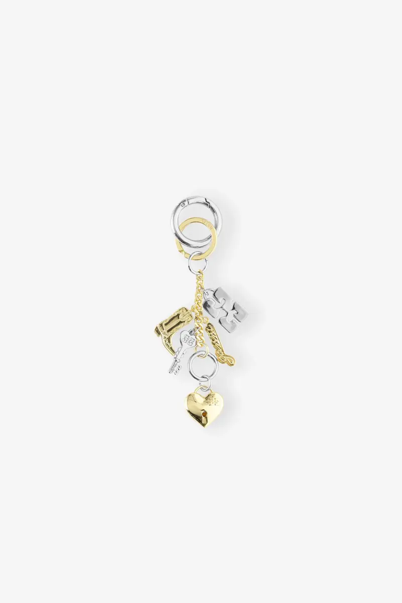 Silver and Gold GANNI Bou Charms Keyring