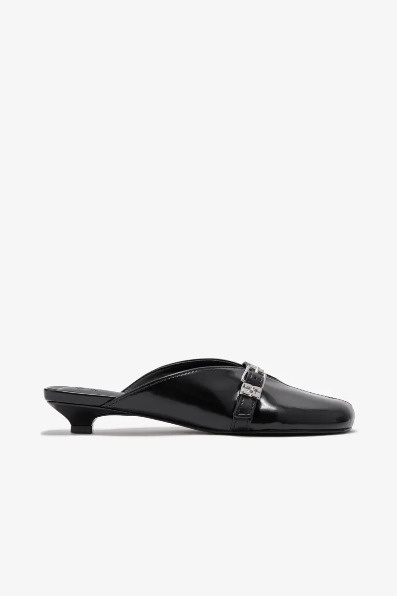 Sue Kitten Heel Mules in Black