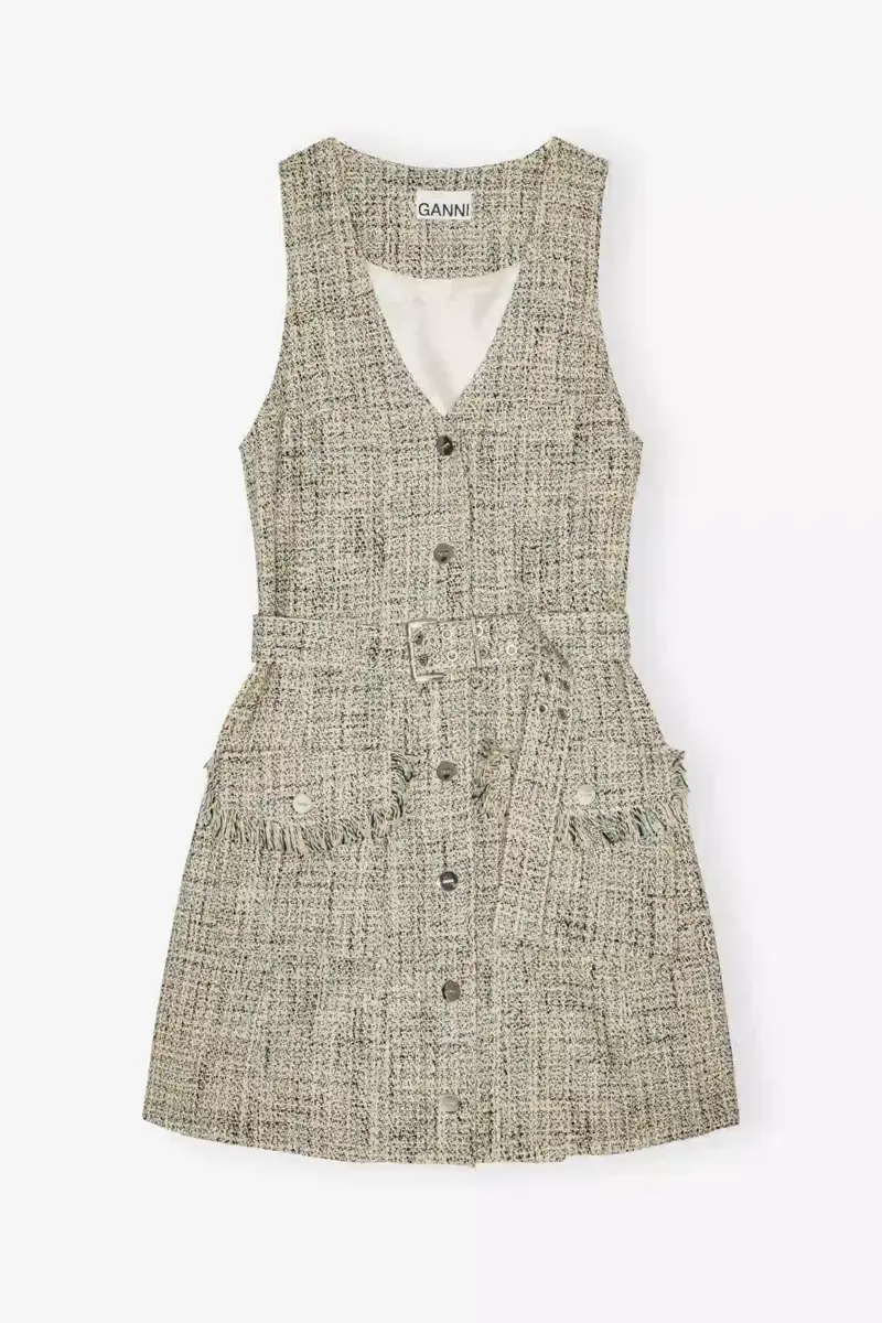 Tweed Sleeveless Belted Dress Tweed Sleeveless Belted Dress