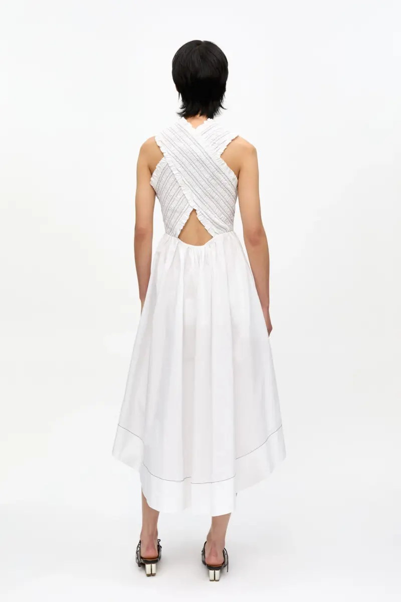 Washed Stretch Cotton Smock Midi Dress Washed Stretch Cotton Smock Midi Dress