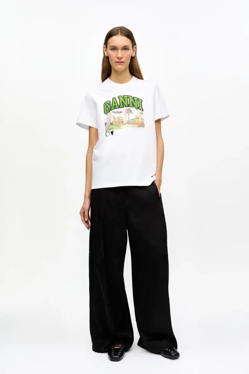 White Basic Jersey Poppy Relaxed T-shirt