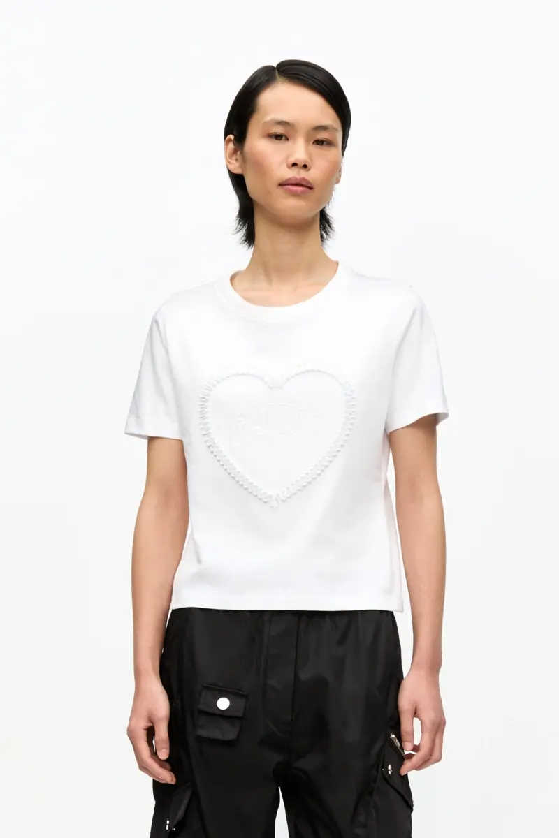 White Cropped Heart T-Shirt